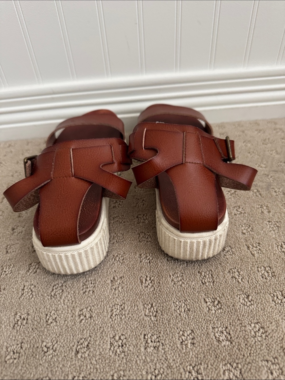 MIA Lunna Ankle Strap Platform Sandals, Cognac Brown,sz 8 - Picture 4 of 6
